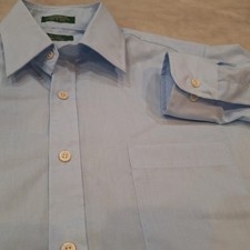 Vintage 70s Sears Dress Shirt Mens 15.5-32/33 M Blue Perma-Prest Regular Cut