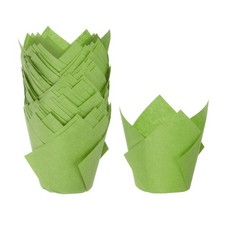 50Pcs Tulip Cupcake Liners Paper Baking Cups Green