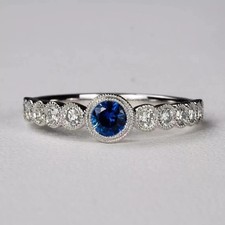 Lab Created Sapphire 2Ct Round Cut Women's Wedding Ring 14K White Gold Plated