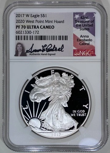 2017 W American Silver Eagle PF70 NGC Anna  Escobedo Cabral signed  2020 WP
