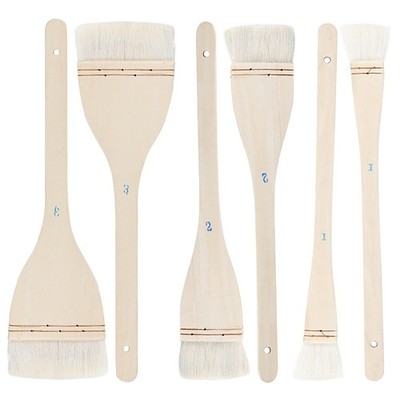 6 PCS 3 Size Flat Hake Brushes, Soft Goat Hair Brush and Hake Paint Brush wit...