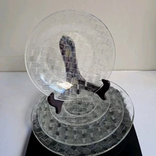 FORTE CRISA MEXICO 4 GLASS SALAD BOWLS & 4 PLATES BASKETWEAVE PATTERN