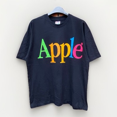 90s Apple Mac T Shirt XL Rainbow Spellout Single Stitch Hanes Vintage USA Rare