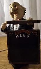 Waiter Menu Holder WAITER Statue 13" RARE Version MENU Board. Italian Chef