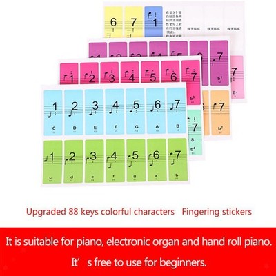 Removable Piano Electronic Keyboard Note Colorful Keys Sticker Label