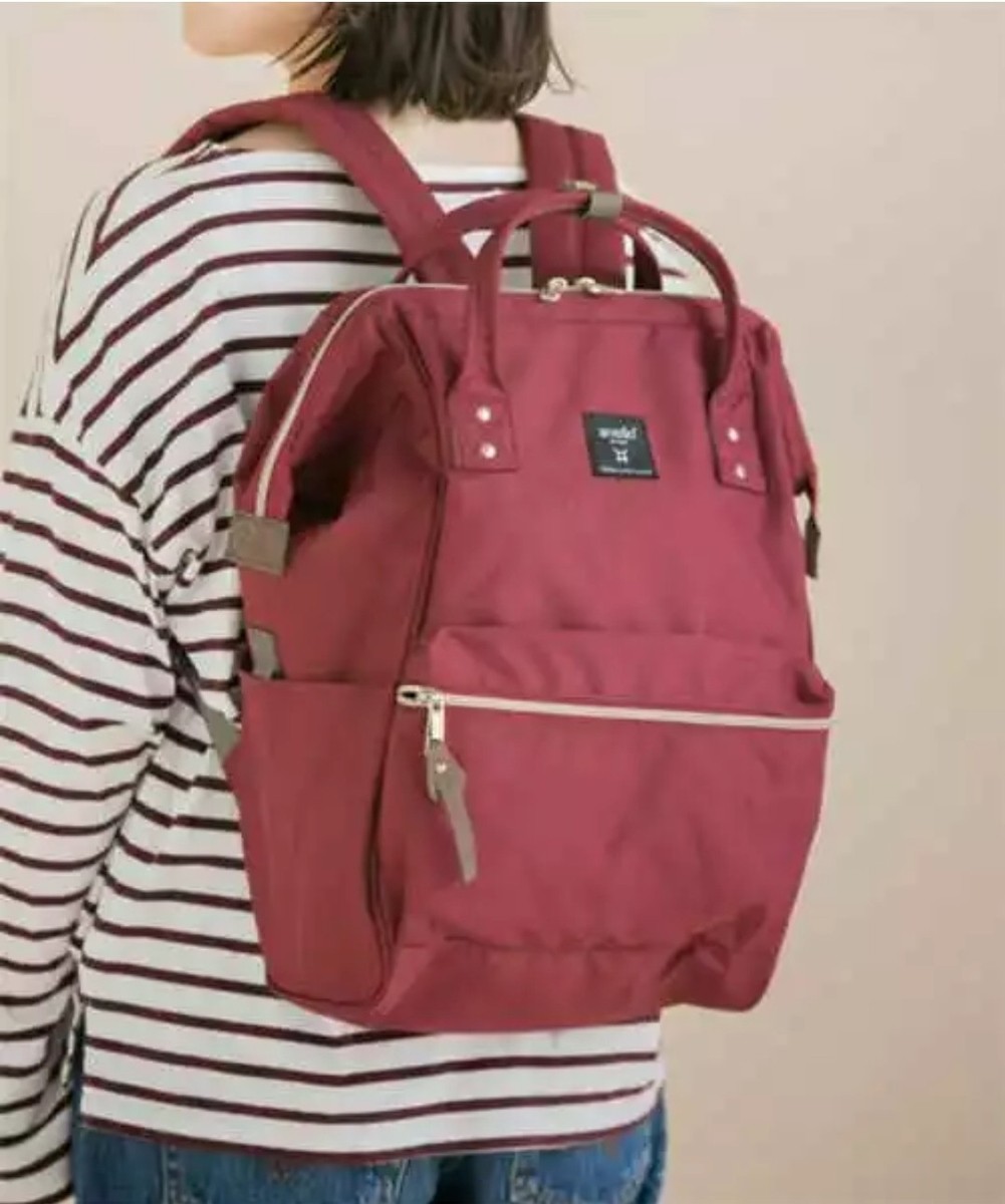ANELLO Faux Leather Backpack Red Cross pack Unisex Regular Handbag