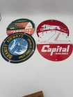 VINTAGE 4X AIRLINES LOT PORCELAIN ENAMEL SIGN  SIZE 11.75" ROUND