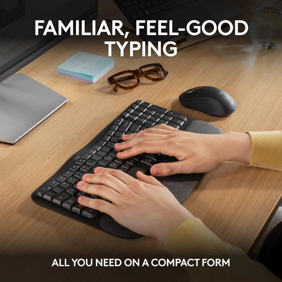 Graphite Wireless Ergonomic Keyboard and Mouse Combo with Palm Support - Image 3 of 4