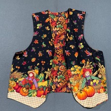 Handmade Fall Reversible Vest Womens XL Amazing Embellishments One Of A Kind