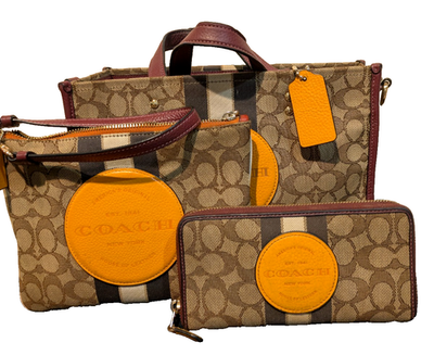 Coach~Sachel~American Original~Orange~Logo~Canvas~Bag~Set! | eBay