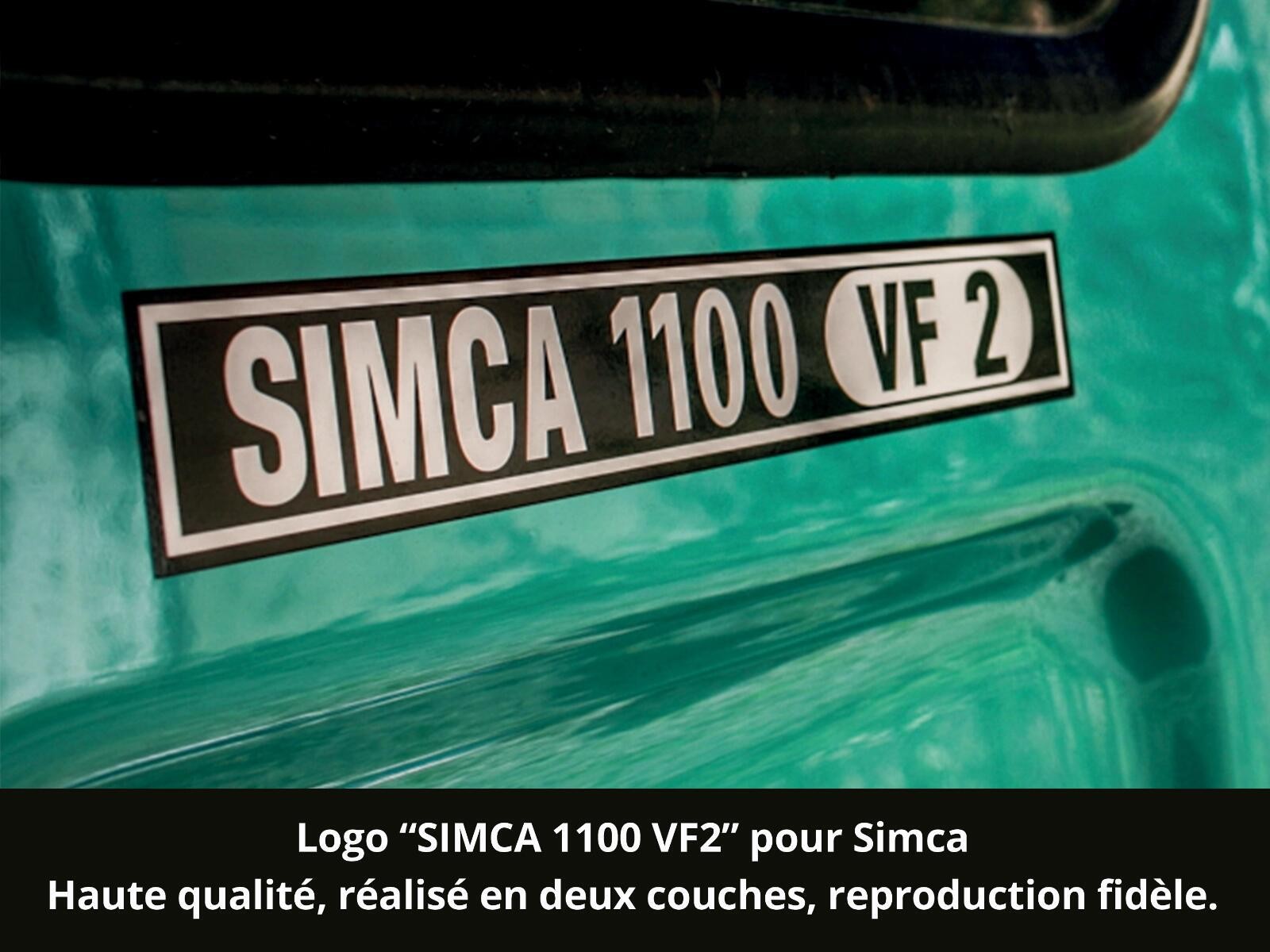 Logo Simca 1100 VF2 sticker en vinyle noir et blanc pour marquage carrosserie vintage