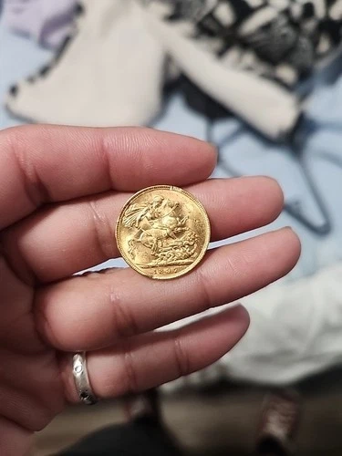 1897 England Gold 1 Sovereign Coin Queen Victoria Uncertified British