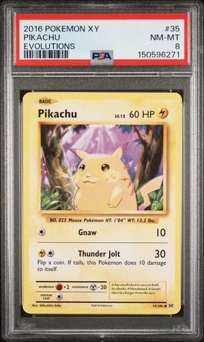 2016 POKEMON XY EVOLUTIONS #35 PIKACHU PSA 8
