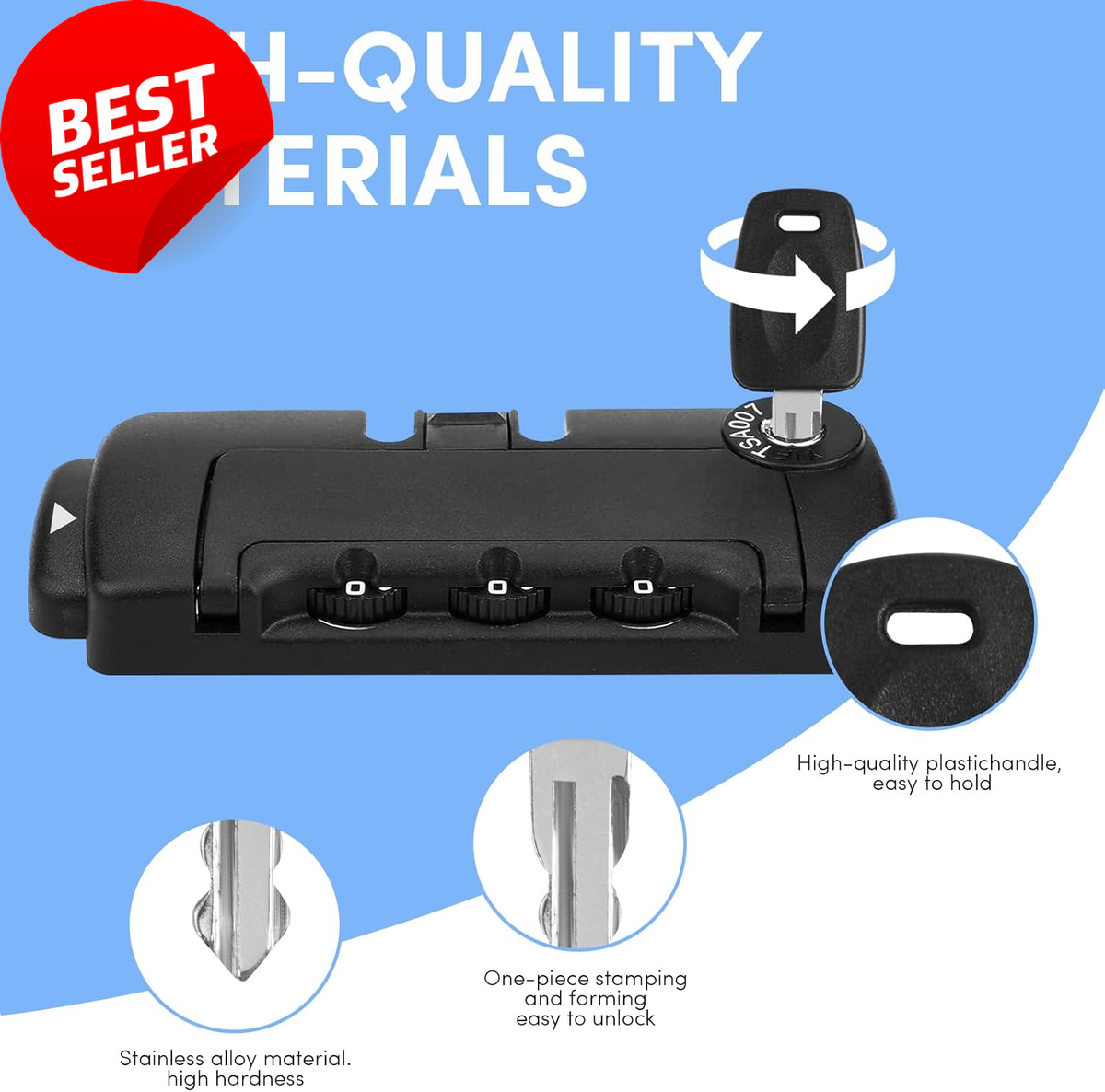 Ancable Sleutel compatibel met TSA 007, 1 stuk 007 sleutel, multifunctionele bagagesleutel, Master Key compatibel met TSA voor bagage, koffer, wachtwoordslot, TSA-slot