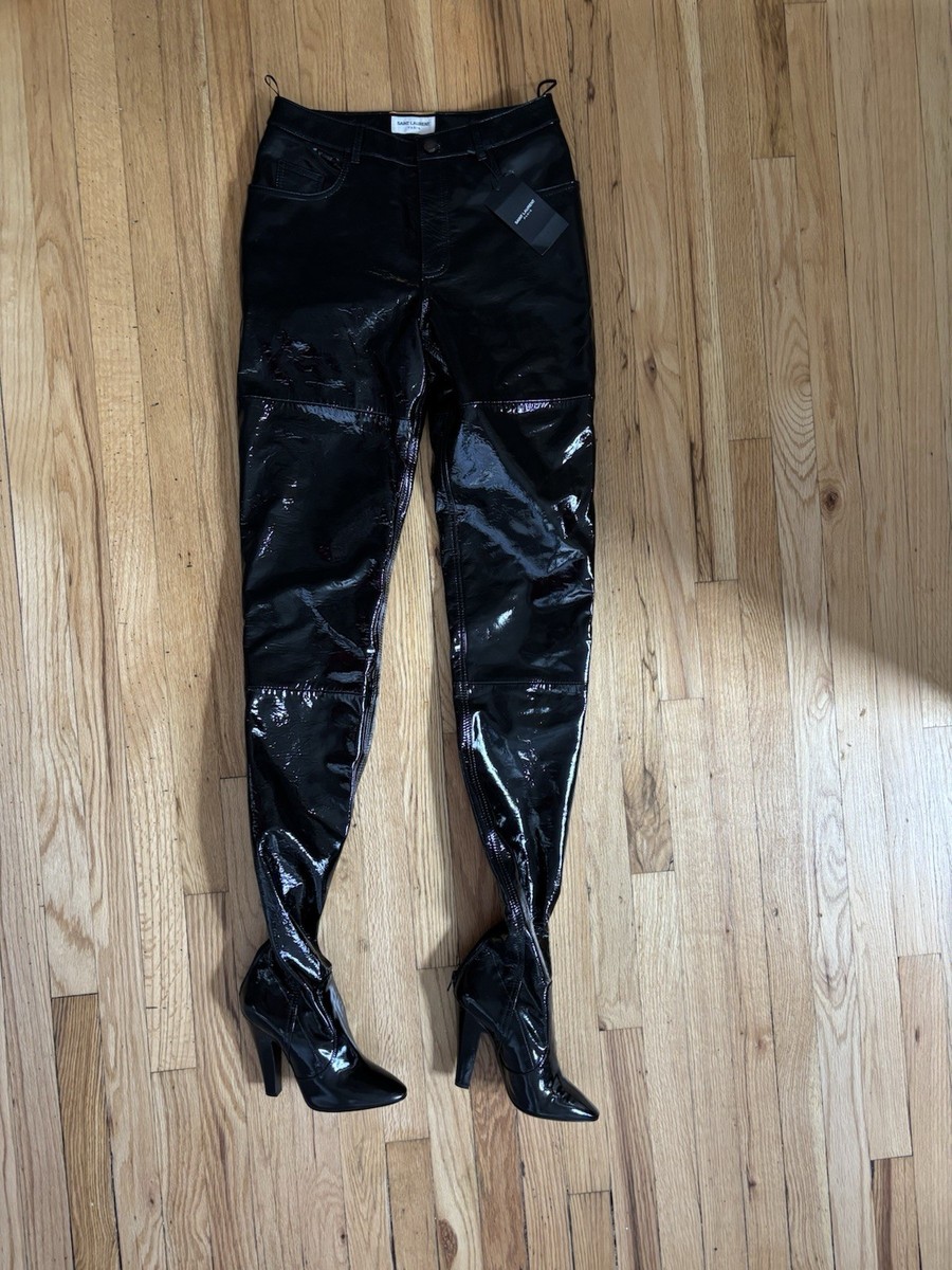 Saint Laurent Black Patent Leather Pantaboots Size 38 | eBay