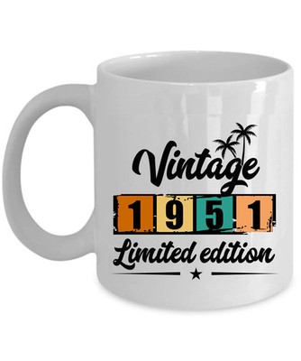 Vintage 1951 Coffee Mug 11oz Limited 75 Year Old 75th Birthday Retro Cup Gifts