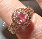Gems en Vogue 1.28ctw natural  Padparadscha Sapphire & White Zircon Ring  Sz 11 — photo 2