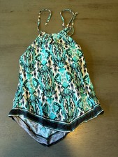 blue COASTAL ZONE swimsuit top tankini size large