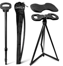 Adjustable Cane with Seat - Walking Stick with Seat, Cane Stool, Lightweight