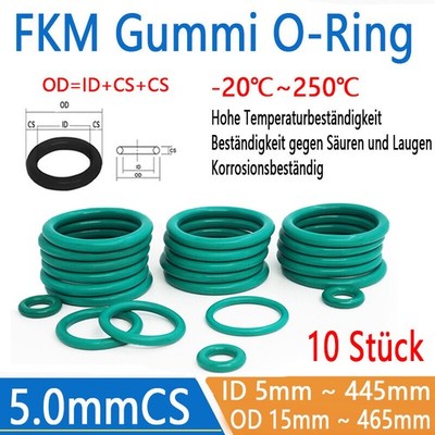 Schnurstärke 5mm O-Ringe Grün Dichtringe Dichtungsringe 5mm - 455mm I.D FKM 70