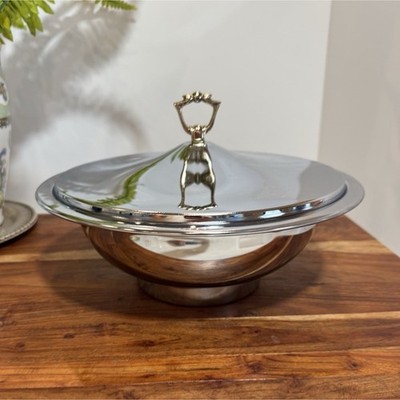 MCM Kromex Aluminum Covered Serving Bowl with Lid 10'' Diameter 5'' Height