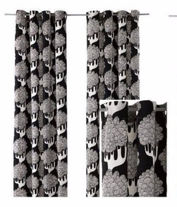 Details About Ikea Kajsamia Black White Tree Sealed Pair Curtain Panel Grommet Heavy Canvas 2