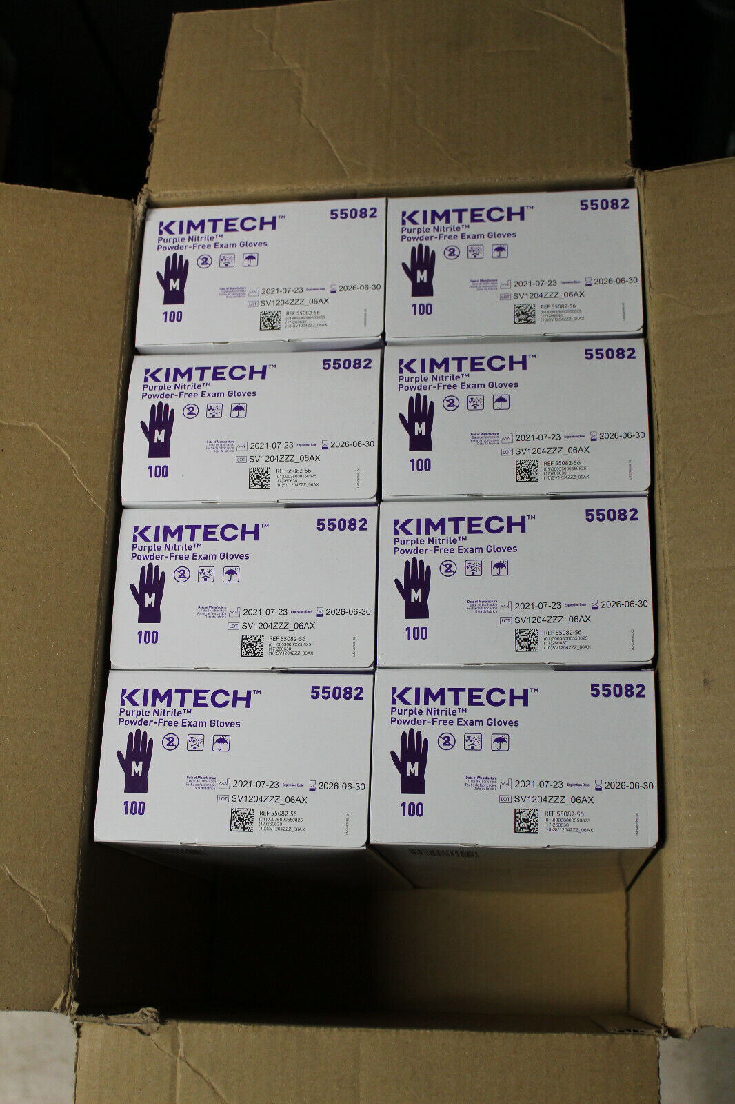 800 Medium Kimtech Purple Nitrile Powder Free Gloves, 8 boxes Pa