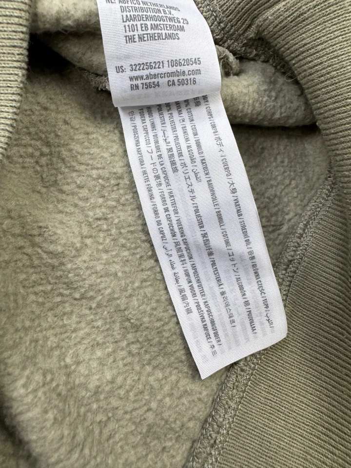 Hollister Sudadera con Capucha Hombre Mediana Verde Oliva Polar Peso Pesado Pullover Sudadera Foto 4 de 4