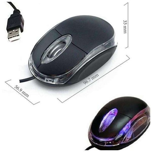 Wired USB Optical Mouse For Pc Acer Laptop Computer Desk Scroll Wheel Black Mice - Picture 8 of 10