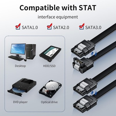***NEW*** 2 PCS SATA III Cable Right Angle & Straight 6Gbps For SSD and HDD
