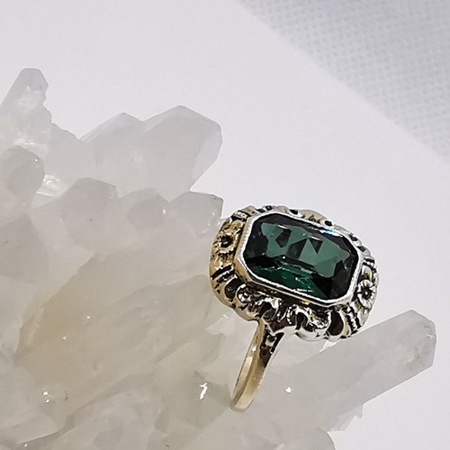 Jugendstil Damen Silber Ring 925 mit Edelstein Turmalin - Bild 8 von 11