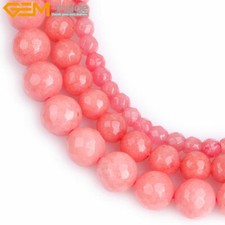 Wholesale Salmon Jade Stone Beads For Jewelry Making 15" Faceted Jewelry Beads