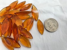 27x11MM GERMAN STAINED GLASS TOPAZ NAVETTE UNFOILED JEWELS 24 PCS 