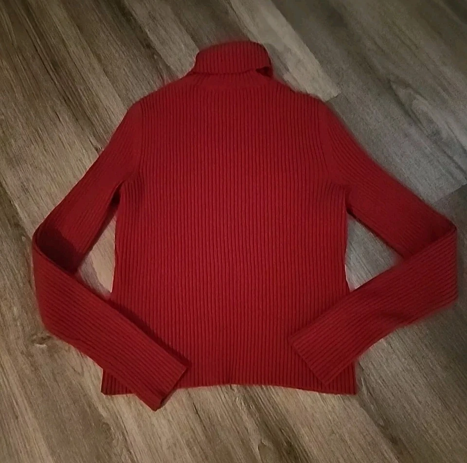 Hillard & Hanson Sweater Womens Petite Large Red Long Sleeve Turtleneck - Image 2 of 4