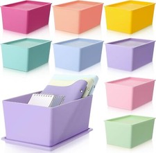8 storage boxes with lids, colored plastic storage containers, mixed colors 