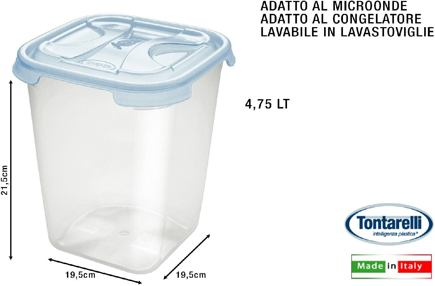 Tontarelli Frigo Box Quadrato litri 4.75 Nuvola Acqua Trasparente 2629-1