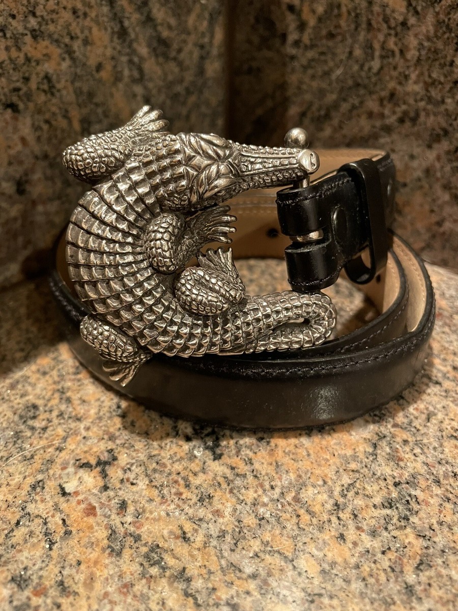 Kieselstein-Cord Sterling Alligator Buckle With Black Calfskin