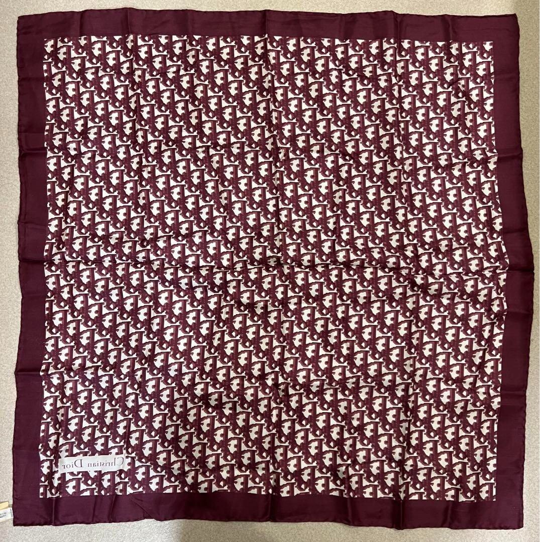 Christian Dior Scarf Trotter Pattern Bordeaux 78 x 78cm Silk