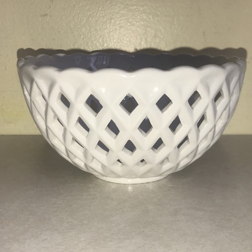 Bath & Body Works White Open Basketweave Woven Ceramic Bowl 6" Diameter BOWL - Picture 2 of 4