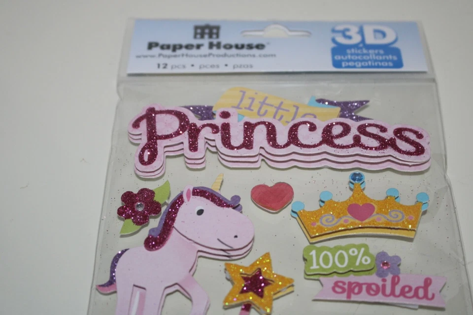 纸屋 3D 小公主贴纸皇冠城堡短语剪贴簿工艺品 — 第 3/4 张图片