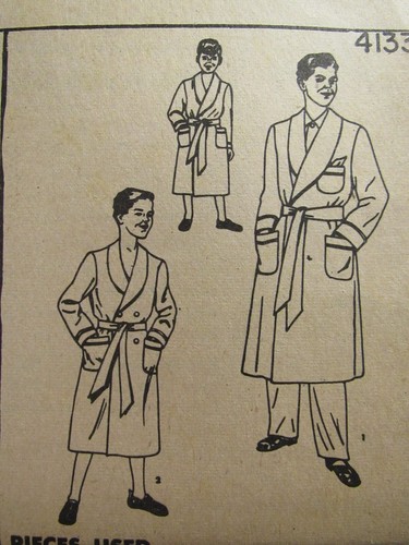 Fab VTG 50s SIMPLICITY 4133 Boys Robe in 2 Versions & Tie Belt PATTERN 8/26C - Picture 2 of 4