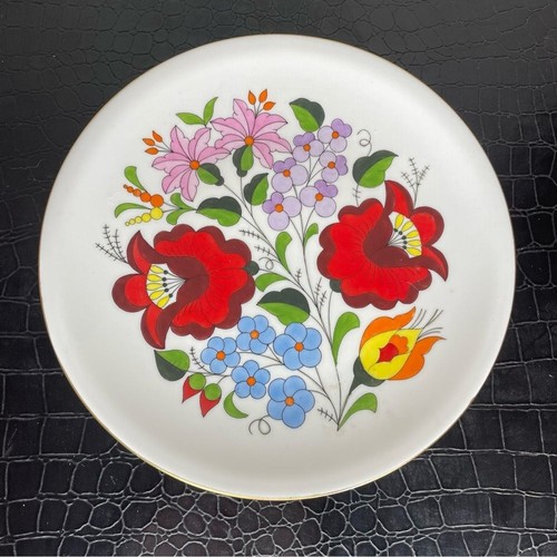 Vintage Kalocsa Handpainted Hungarian Porcelain Floral Plate