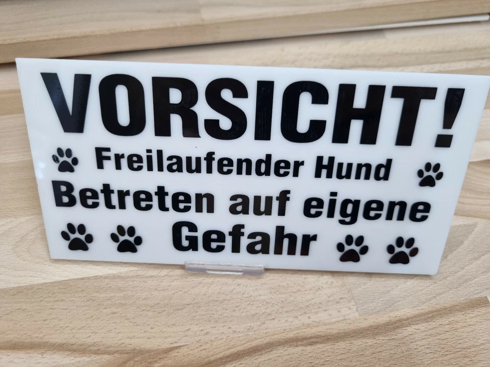 Achtung Freilaufender Hund Schild Schilder Acrylglas Schwarz 20x10 Aluverbund - Bild 4 von 4