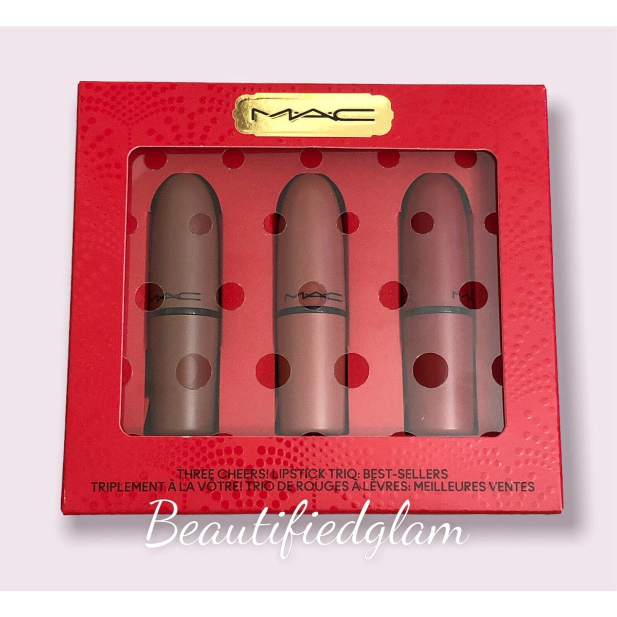 m a c ✨３点set☆ MAC 3 Piece Lipstick Set, Three Cheers! LIPSTICK TRIO, $63 Value