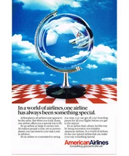 1984 AMERICAN AIRLINES Glass Globe Vintage Print Ad