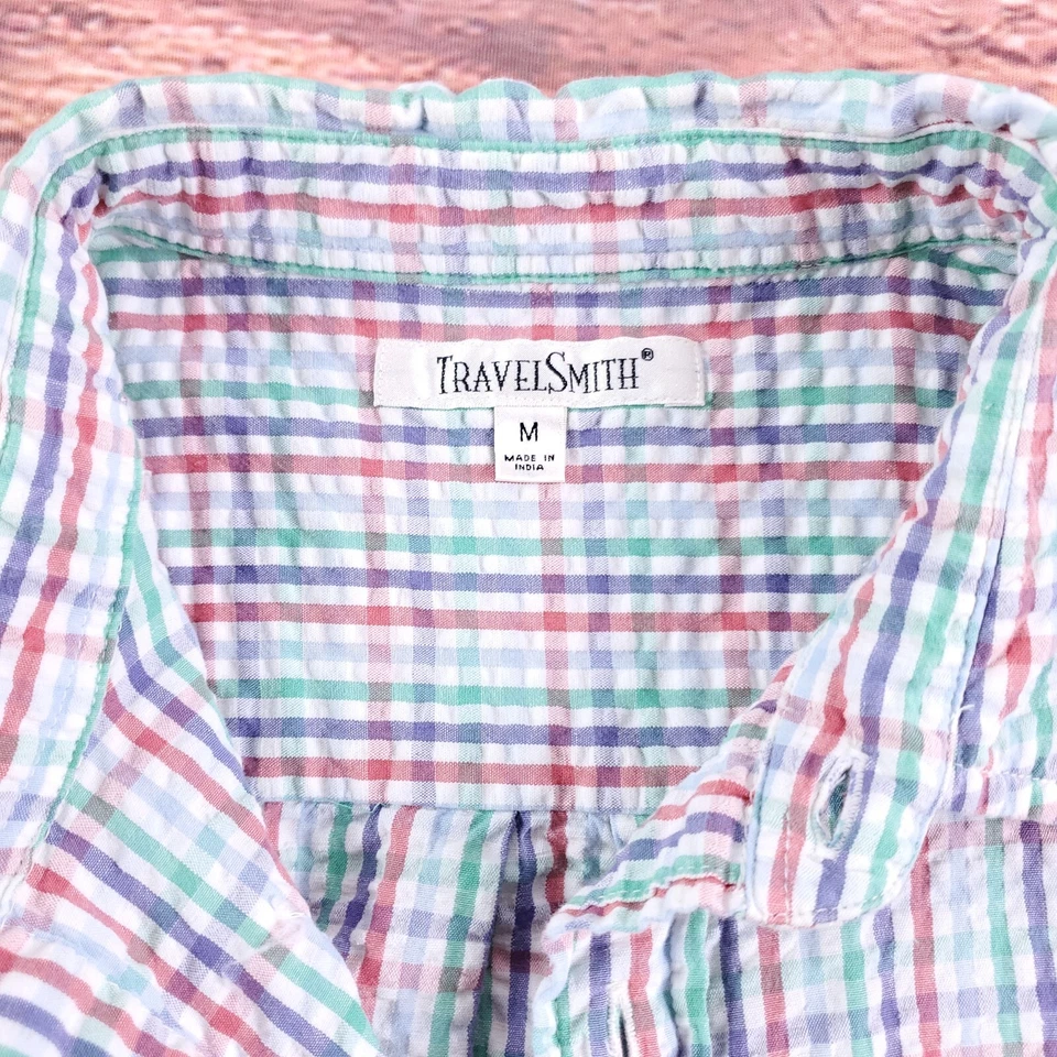 Camisa TravelSmith Para Hombre Talla M 100% Algodón Abotonada Rayas  Foto 2 de 4