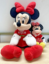 Disney Mickey Mouse Minnie Mouse Stuffed Animal Plush Toy 12" and 20" lot of 2