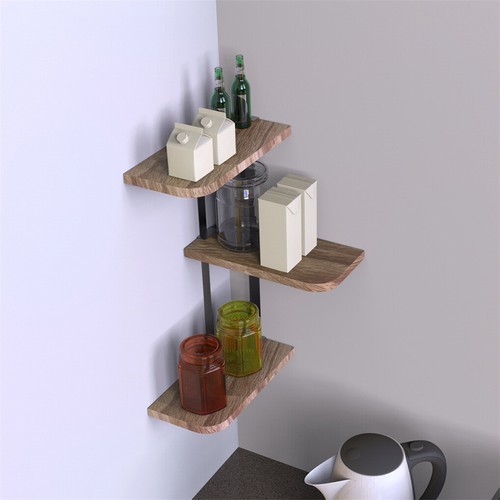 3 Tier Ledge Corner Shelf Modern Floating Wall Shelves Storage Display Shelving - Picture 4 of 12