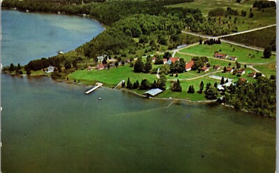 Vintage MI Postcard Aerial View Fountain Point Lake Leelanau Posted 1959