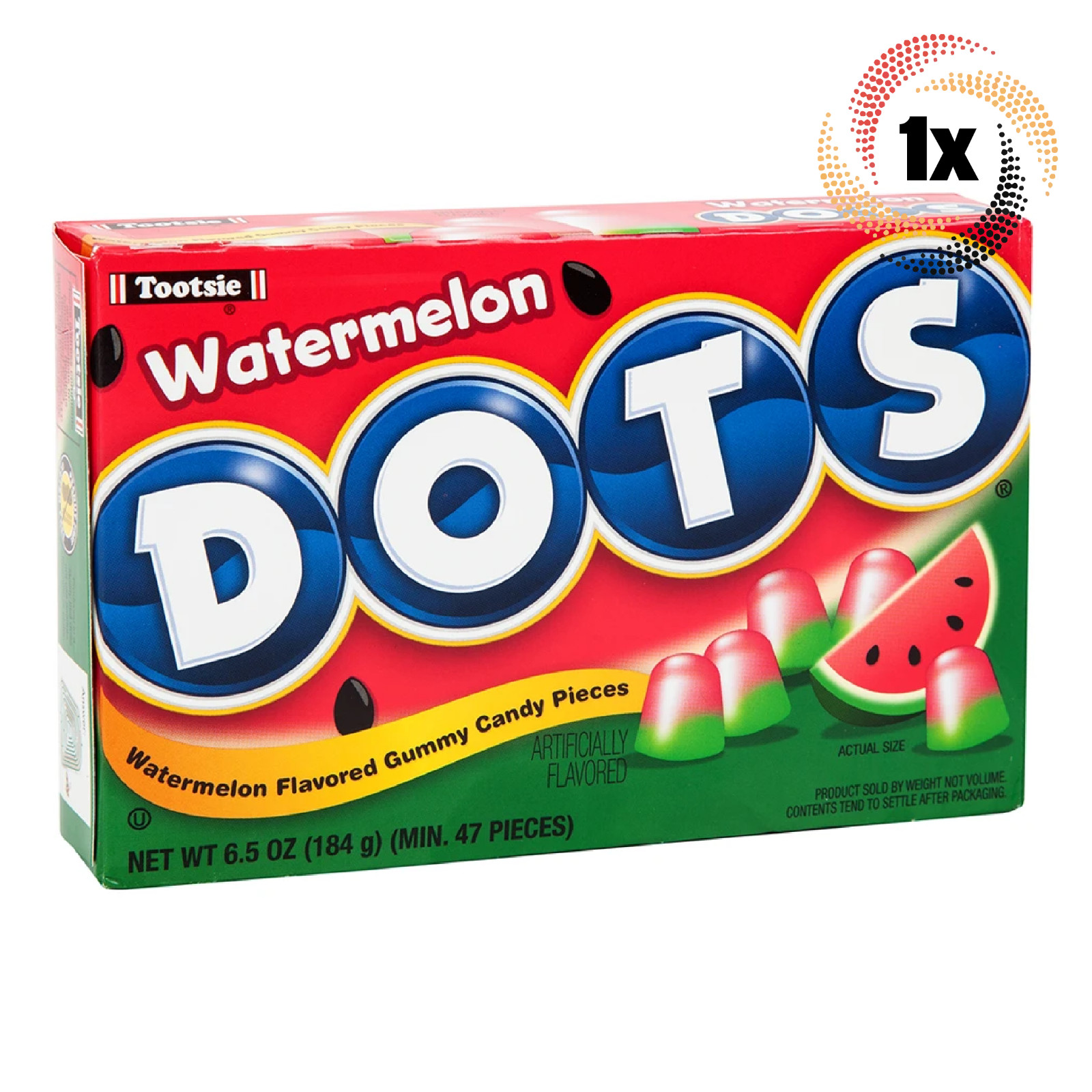 1x Упаковка | В горошек Арбузное ассорти из фруктовых леденцов, Театральная коробка для конфет | 6,5 унций